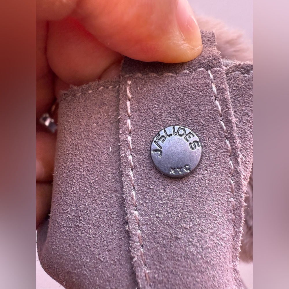 J/Slides Nyc Whitney Taupe And Faux Fur Wedge Boo… - image 8